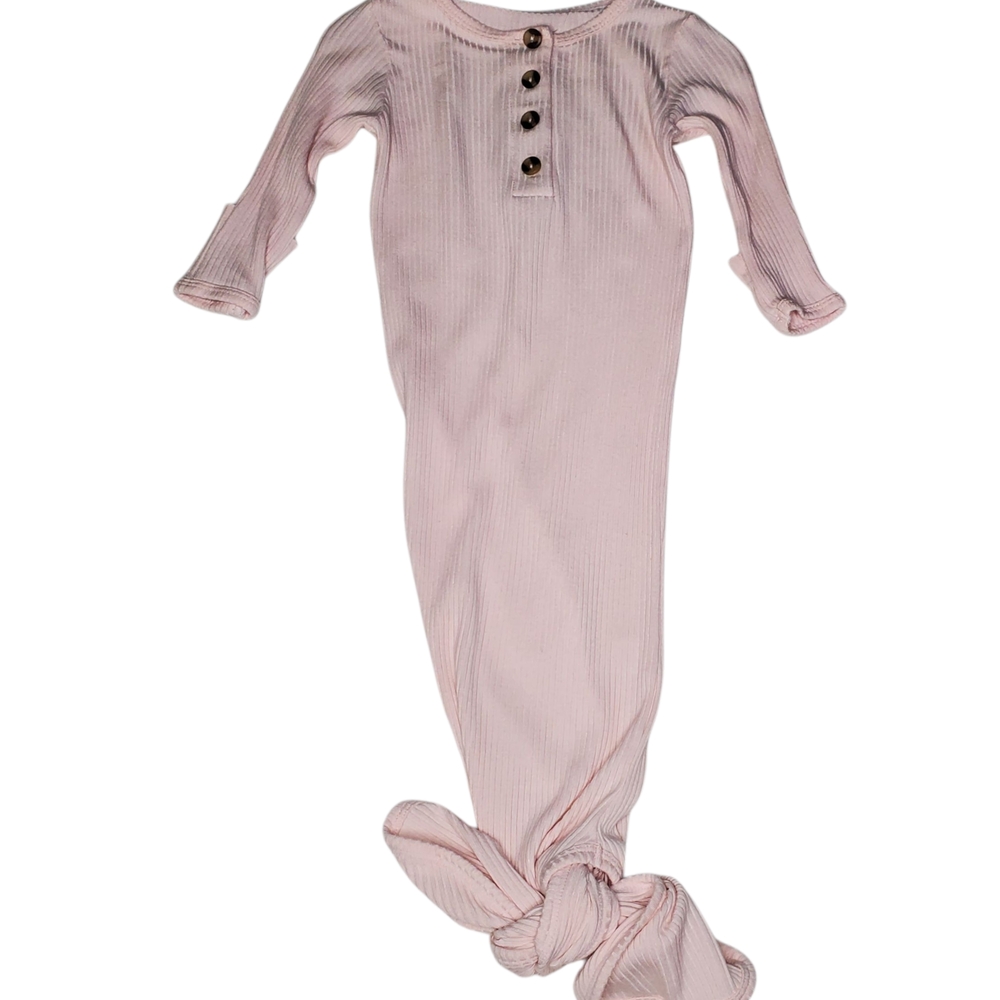 Lou Lou Ribbed Tie Sleeping Gown Light Peach Baby Girls Size 3 Months
